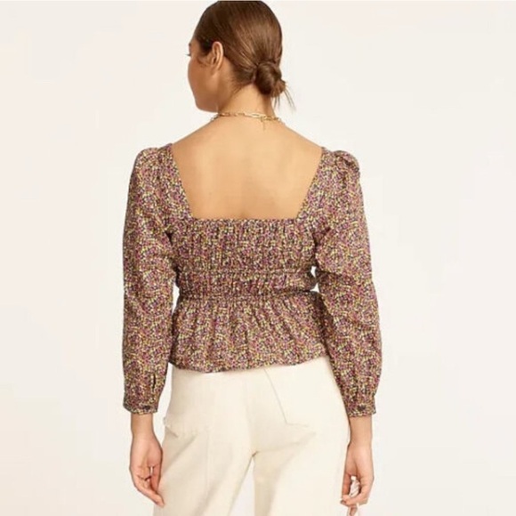 J.Crew x Liberty Fabric Cinched Waist Organic Cotton Top Size 6 Busy Izzy Print - Picture 2 of 10